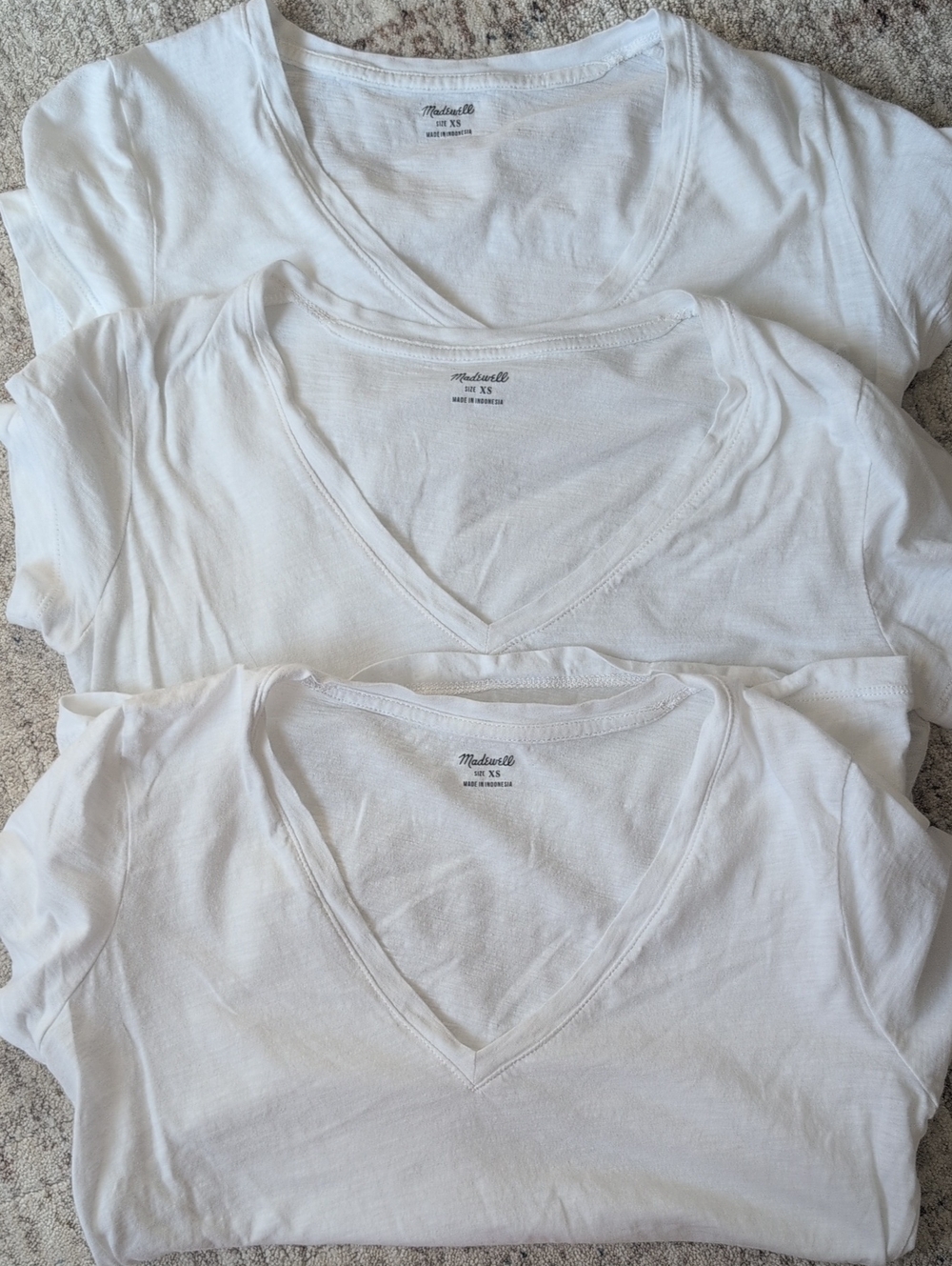 Bundle Of Three (3) - Madewell White V-Neck Tee